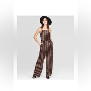 Xhilaration Sleeveless Romper Wide Leg Pant Multicolored Striped Size Large NWOT